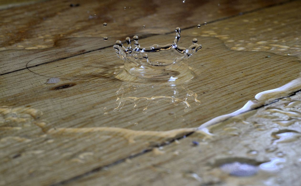 Water damage on hardwood flooring